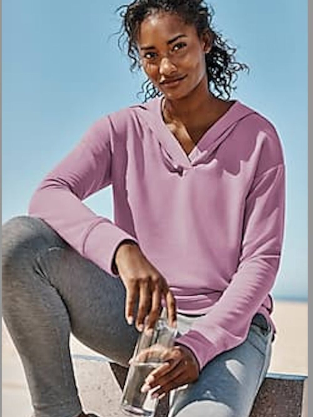 J. Jill Relaxed Fit Ultimate-Fleece Shirttail Hoodie L